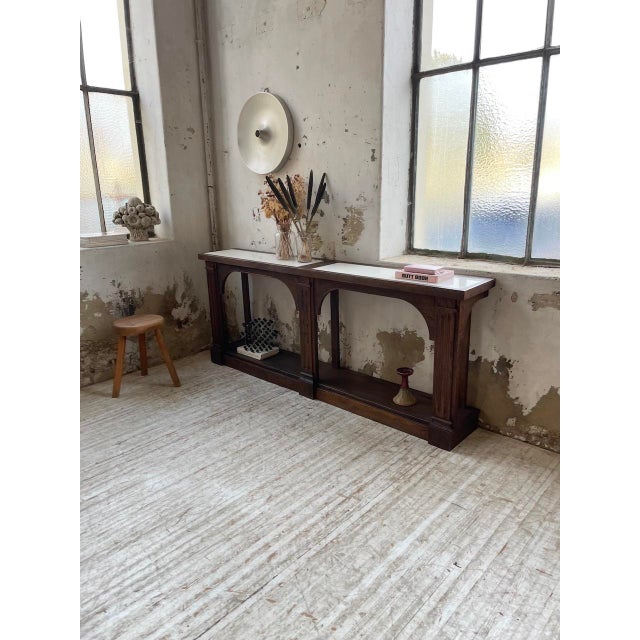 Oak Console Table with White Marble Top, 1970 For Sale - Image 18 of 18