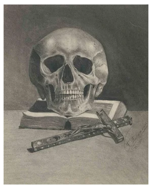 After Franz Biedermann, Memento Mori, 1902, Charcoal Drawing