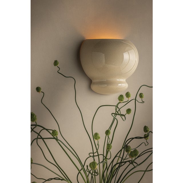 Mitzi Pia 10 in. 1 Light Wall Sconce in Aged Brass and Ceramic Butter Crackle Finish For Sale - Image 13 of 13