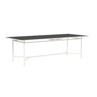 Brown Jordan Venetian 44" x 98" Dining Table - Glass Umbrella Top in Chalk For Sale