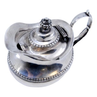 Silver Milk Jug with Pearly Trim and Knob Lid For Sale