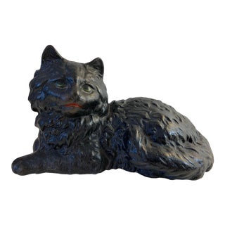 1950 Cast Iron Fireplace Place Door Stop Cat For Sale