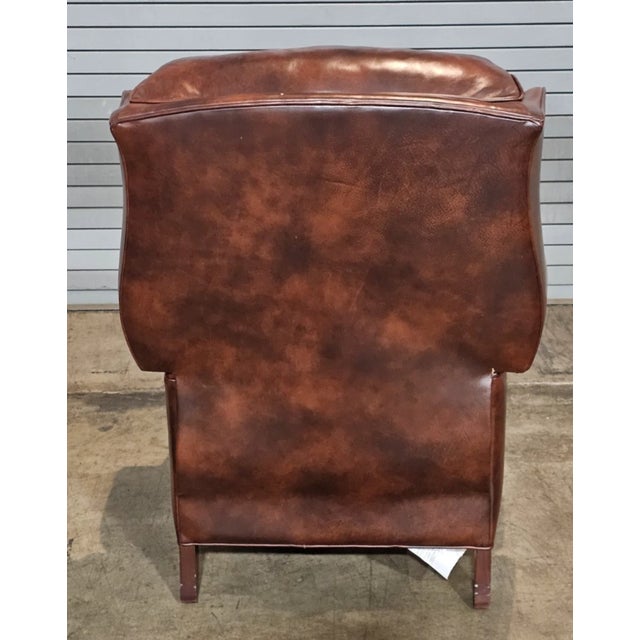 Brown Late 20th Century Share Hancock & Moore Brown Leather Mahogany Chippendale Style Wing Chair Recliner For Sale - Image 8 of 13