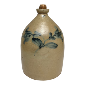 Antique American Blue Flower Decorated 2 Gallon Jug