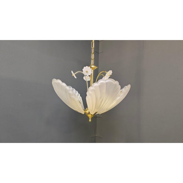 Vintage Italian Glass and Brass Chandelier, 1970s For Sale - Image 14 of 17