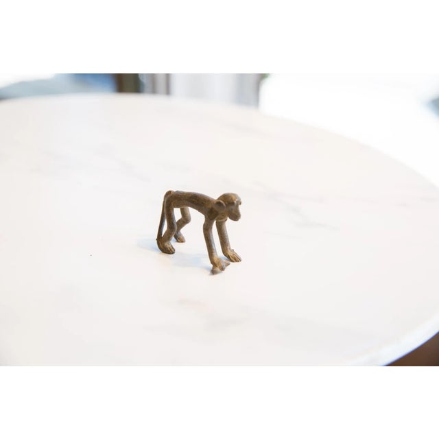 Tribal Vintage African Dark Bronze Smooth Backed Monkey With Banana For Sale - Image 3 of 7