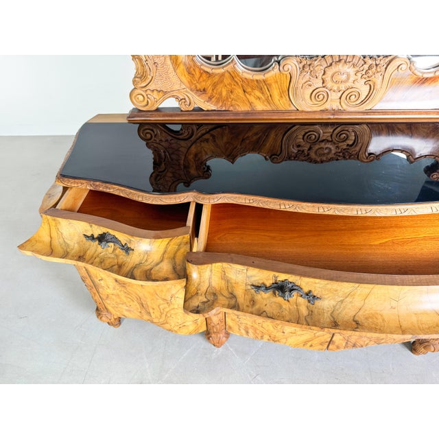 Brown Italian Late Baroque Rococo Sideboard in Walnut from La Permanente Mobili Cantù, 1920 For Sale - Image 8 of 14