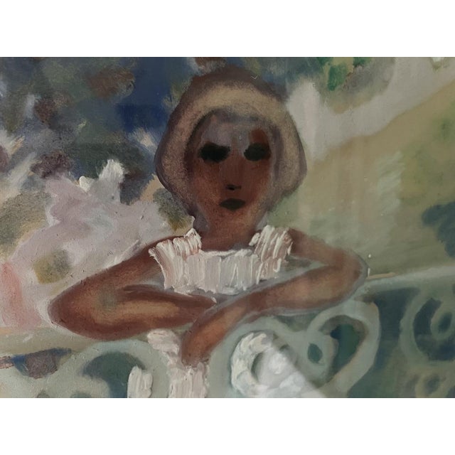 Paper Marga Groove-Marcovic, Girl at the Balustrade, Original Watercolor For Sale - Image 7 of 17