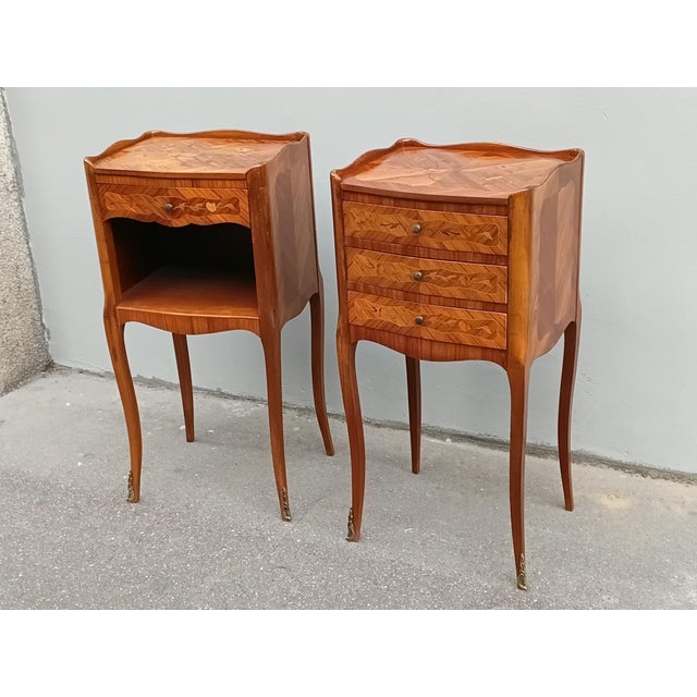 Late 19th Century Pair of French Louis XV Style Rosewood Side Tables Nightstands by Haentges Freres For Sale - Image 13 of 15