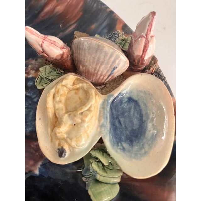 1930s Vintage Portuguese Louca De Caldas Palissy Majolica Platter For Sale - Image 9 of 12