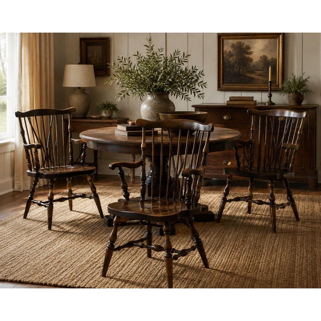 Vintage Ethan Allen Antiqued Pine Old Tavern Duxbury Chairs - Set of 4 For Sale - Image 12 of 12