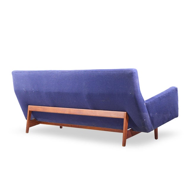 Wood Jens Risom Model U-150 Mid Century Walnut Bracket Back Sofa For Sale - Image 7 of 9
