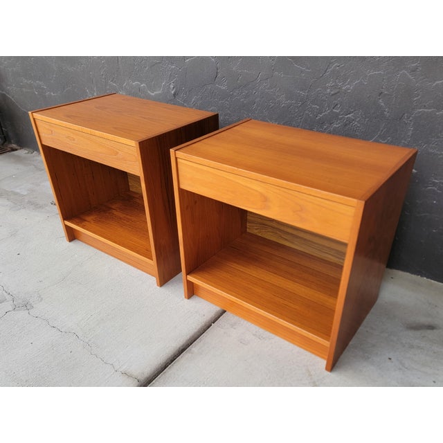 Teak Danish Modern Night Stands - A Pair For Sale - Image 11 of 14