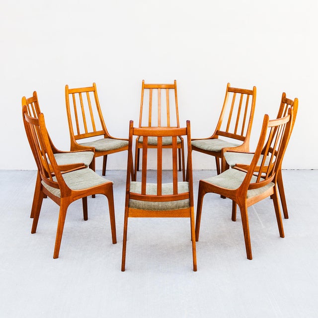 Vintage Danish Modern Mid Century Teak Slat Back Dining Chairs For Sale - Image 14 of 15