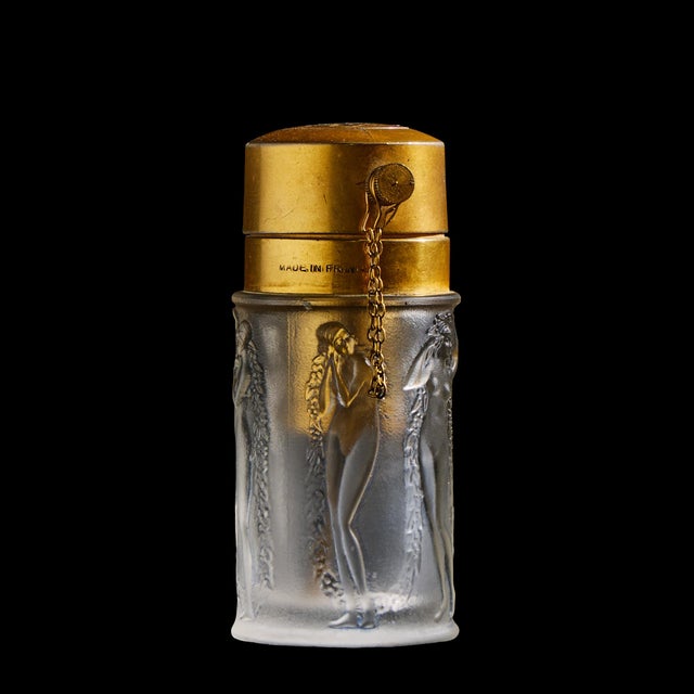 René Lalique René Lalique Figurines Et Guirlandes Glass and Bronze Atomizer Perfume Bottle For Sale - Image 4 of 6