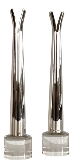 Glass and Silver-Plated Solifleur Vases by Lino Sabattini, Set of 2