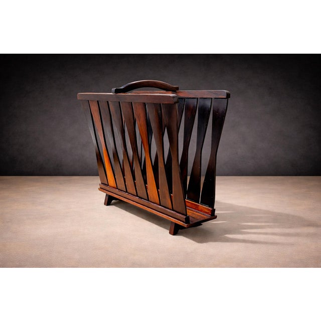 Brown Brazilian Modern Magazine Rack in Rosewood, Unknown, 1960s For Sale - Image 8 of 11