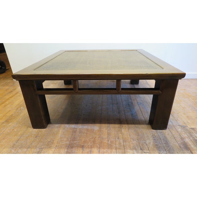 Rattan Top Low Table. Elmwood window pane frame with rattan inset on solid elm wood block legs. Simple clean lines with...