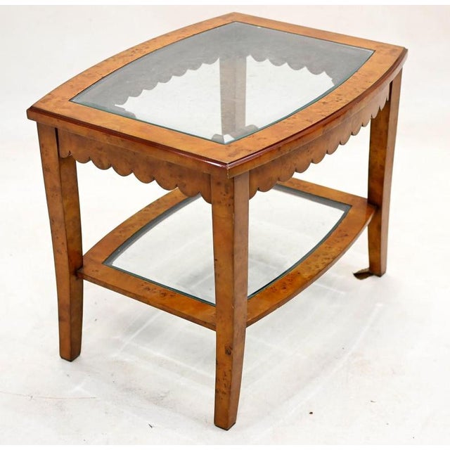 Biedermeier Side Table Walnut Glass Top For Sale - Image 4 of 5