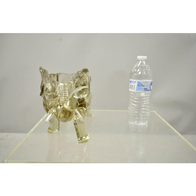 Glass Vintage Co-Operative Flint Amber Glass Consolidated Glass 15" Elephant Candy Trinket Dish (B) For Sale - Image 7 of 9