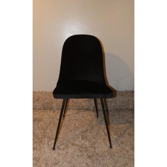 Metal Black Velvet Dining Chairs, Italy, 1960s, Set of 4 For Sale - Image 7 of 16
