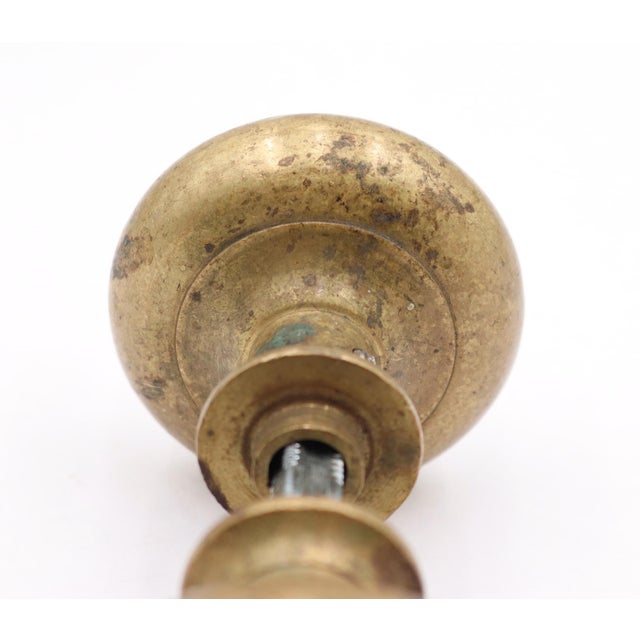 Pair of Vintage 2 In. Raised Concentric Brass Passage Door Knobs For Sale - Image 6 of 6