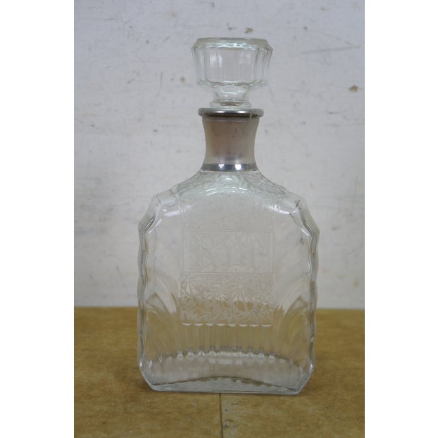 Metal Antique Tantalus Bar Liquor Decanter Set w/ 6 Shot Glasses & Locking Case 12" For Sale - Image 7 of 18