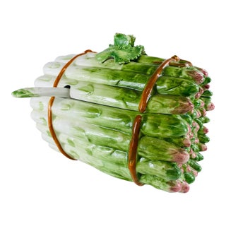 Large Hand Painted Porcelain Asparagus Terrine For Sale
