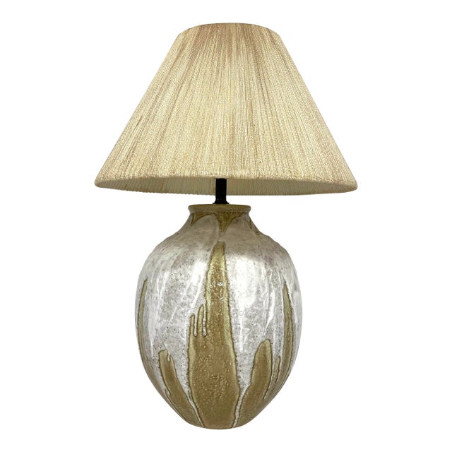 70s Era Drip Glaze Table Lamp For Sale