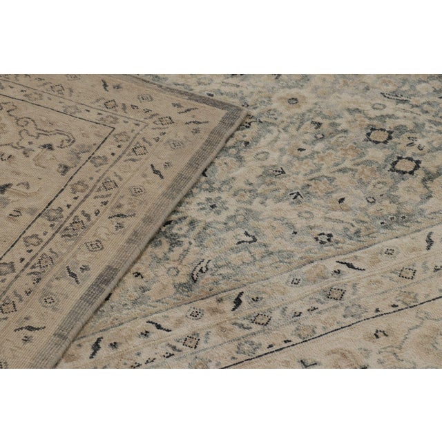 Blue Rug & Kilim’s Modern Classics Rug in Blue With Beige Floral & Geometric Patterns For Sale - Image 8 of 8