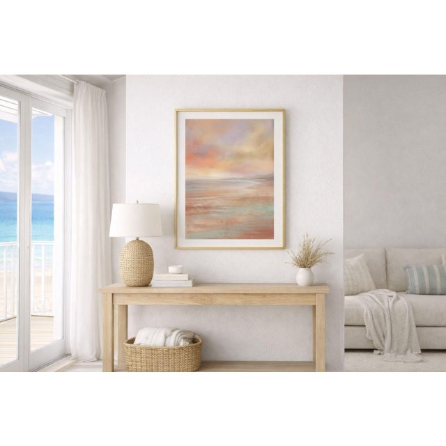 Sunset Coastal Wall Art, Abstract Beach Seascape Print, Pastel Ocean Art Print, 24″ × 36″ For Sale - Image 4 of 9