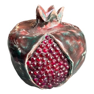 Vintage Hand Painted Sculpture of Pomegranate For Sale