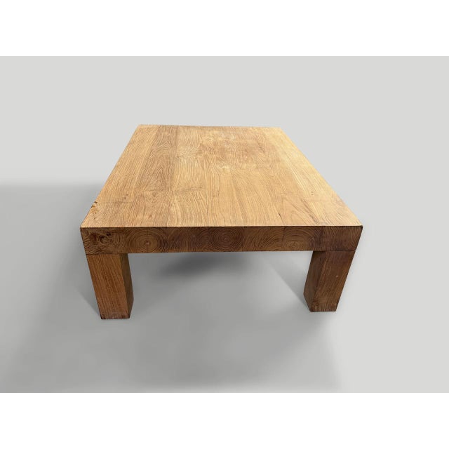 2010s Andrianna Shamaris Minimalist Natural Teak Wood Coffee Table For Sale - Image 5 of 6