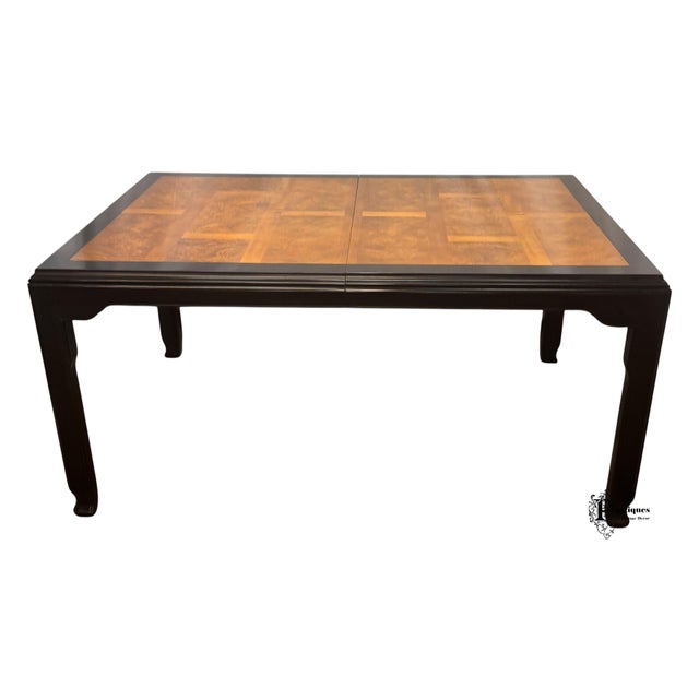 Century Furniture Vintage Century Raymond Sobota Chin Hua Collection Chinoiserie Style Burl & Black Lacquer Dining Table For Sale - Image 4 of 12