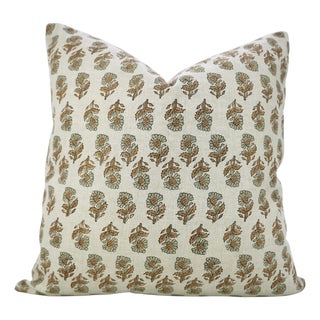 Fabdivine Ashoka Pure Linen Pillow Covers 12x20 Handmade Block Print Accent Lumbar Cushion Cover For Sale