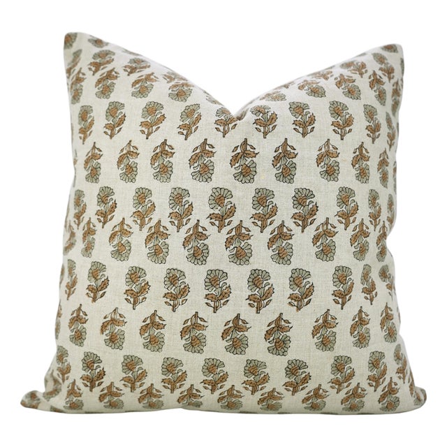 Fabdivine Ashoka Pure Linen Pillow Covers 12x20 Handmade Block Print Accent Lumbar Cushion Cover For Sale