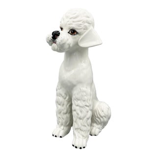 Vintage Italian Ceramic Poodle Statue – Mid Century Figural Dog Sculpture – Hollywood Regency For Sale