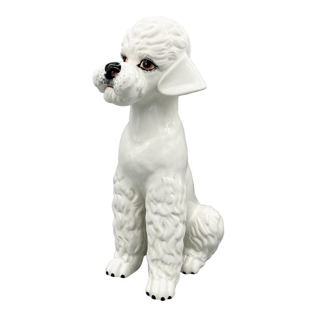 Vintage Italian Ceramic Poodle Statue – Mid Century Figural Dog Sculpture – Hollywood Regency For Sale