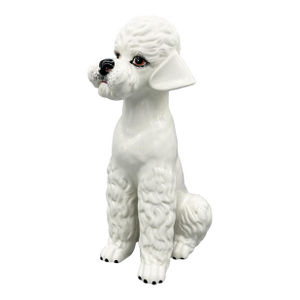 Vintage Italian Ceramic Poodle Statue – Mid Century Figural Dog Sculpture – Hollywood Regency