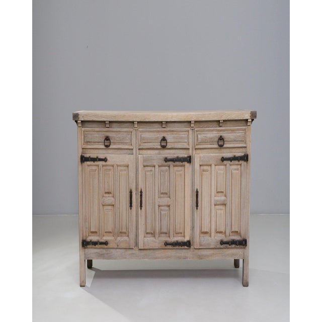 Mid 20th Century French Primitive Oak Buffet With Iron Hardware For Sale - Image 4 of 18