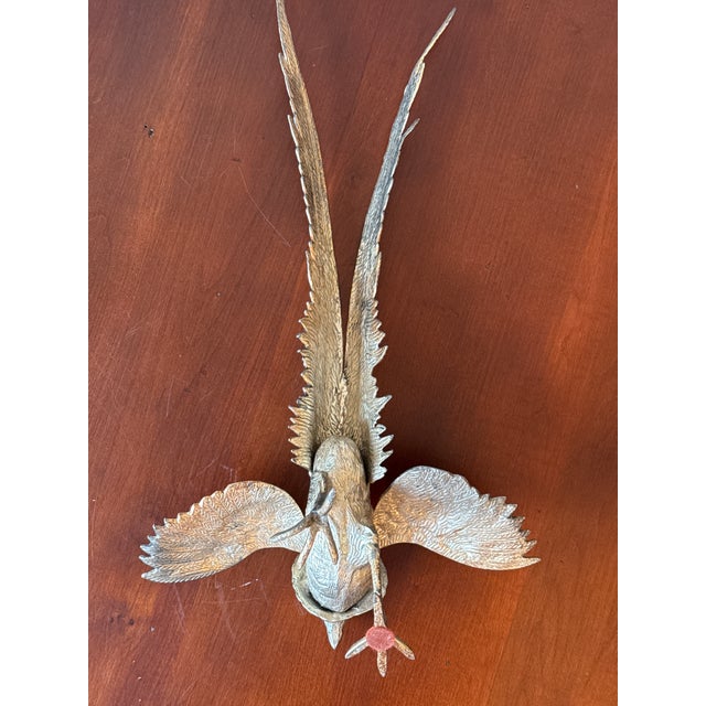 Metal Mid 20th Century Large Solid Brass Pheasants-- A Pair For Sale - Image 7 of 16