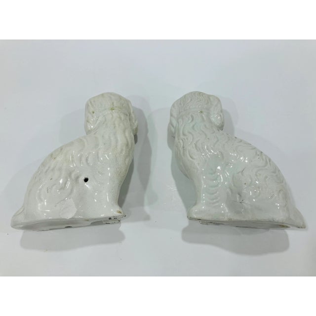 White Pair of Antique Copper Luster Staffordshire Spaniels For Sale - Image 8 of 9