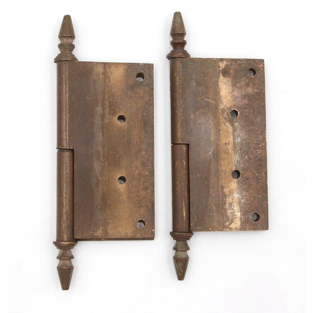 Pair of Antique 5 X 5 In. Bronze Lift Off Butt Door Hinges For Sale - Image 4 of 5