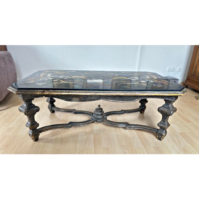 Pietra Dura Coffee Table with Flowers and Birds in Marble For Sale - Image 11 of 11