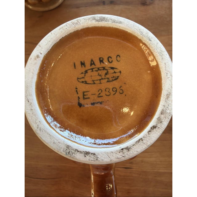 1950s Vintage Mid Century Modern INARCO Brown Hobnail Ceramic Mugs Set Coffee Cups E-285 - a Pair For Sale - Image 5 of 5