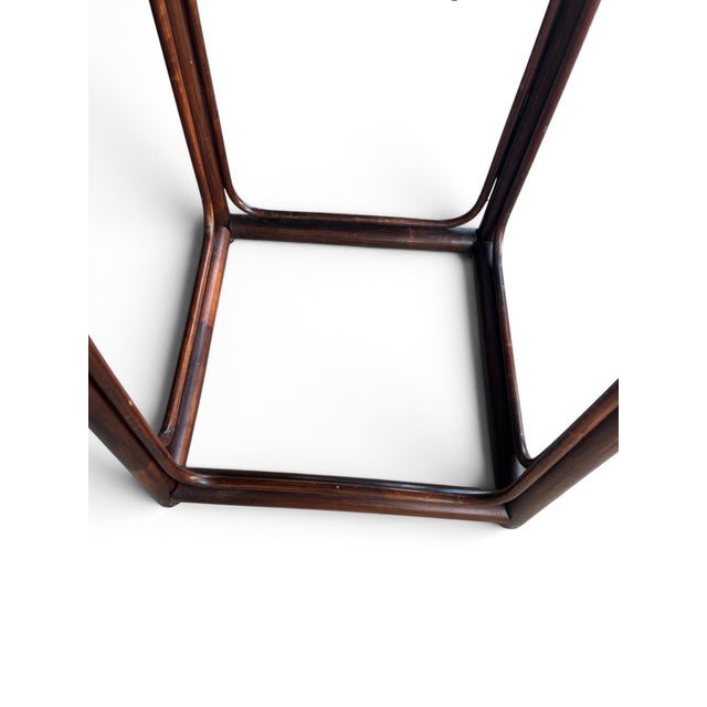 Vintage Chinoiserie Bamboo & Rattan Console Desk With Hand-Painted Lacquer Top For Sale - Image 9 of 12