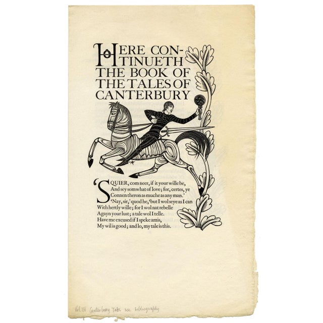 Eric Gill, The Canterbury Tales, Vol IV, 1931, Engraving For Sale - Image 4 of 9