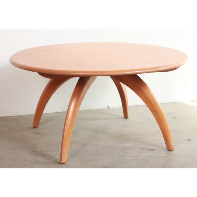 Mid Century Modern Heywood Wakefield Lazy Susan Round Coffee Table in