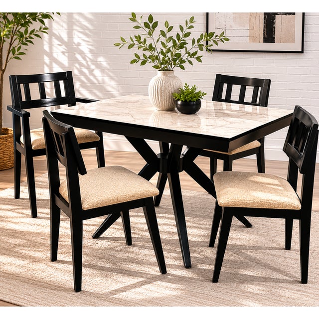 Black Atomic Mid Century Modern Ebonized Dining Set – Table + 4 Chairs, C. 1950s For Sale - Image 8 of 14