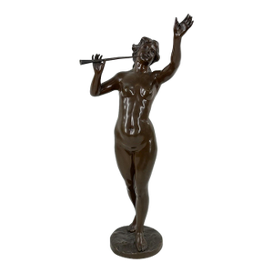 Antique French Art Nouveau Bronze Sculpture Musique by Marcel Debut